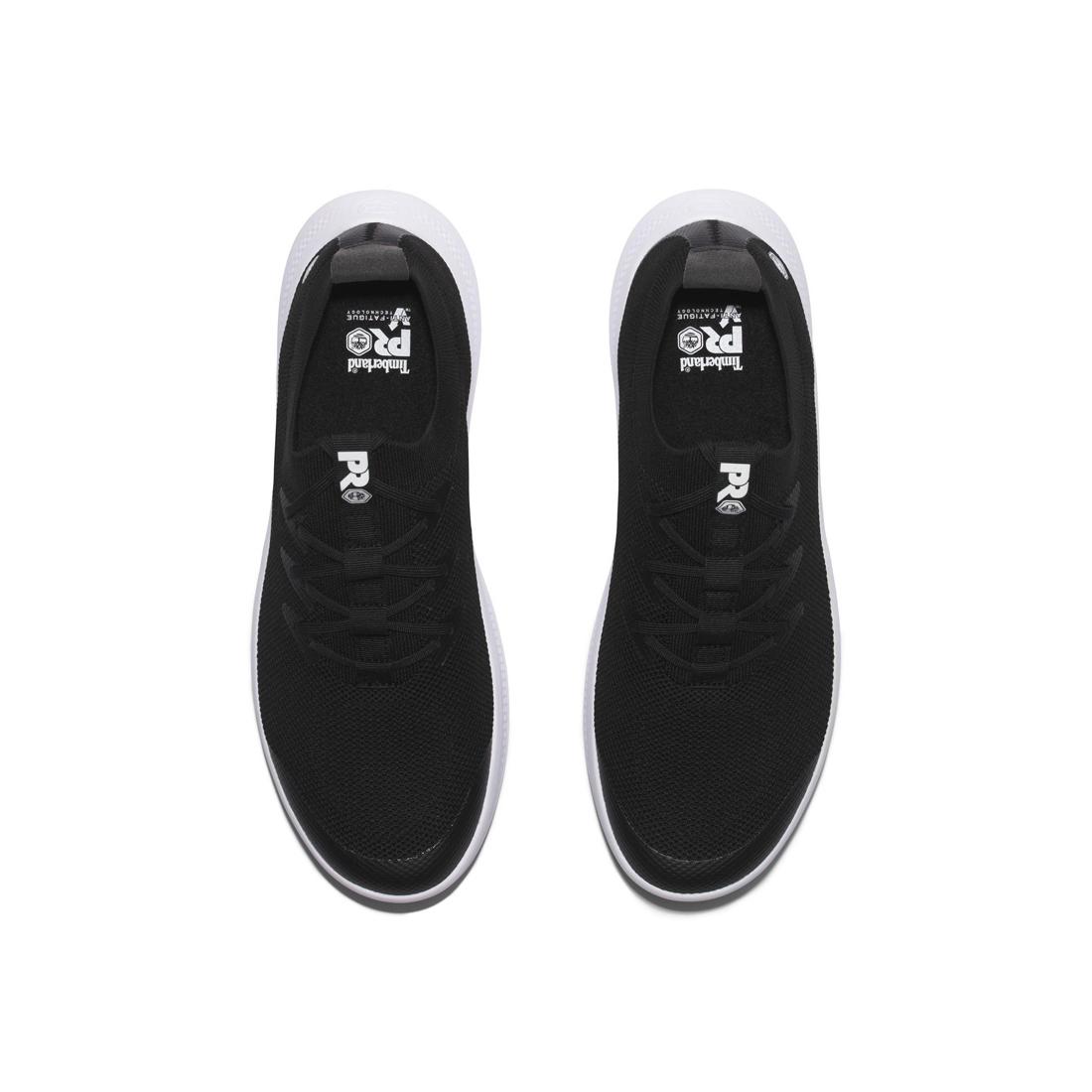 Timberland Pro Women's Solace Soft-Toe Slip-On Shoe Black/White Front-upper View