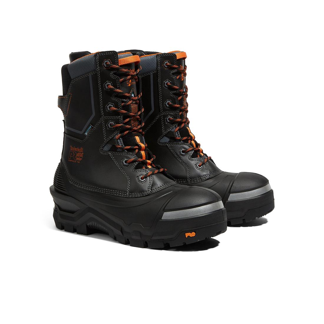Timberland Pro Pac Max 10-Inch Waterproof Composite-Toe Work Boot Fp Csa Black/Orange Detail View