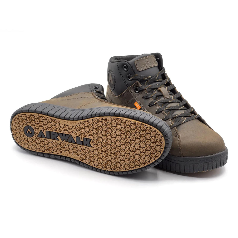 Airwalk Deuce Internal Met Leather Mid Composite Toe Work Boots – Dark Coffee 6