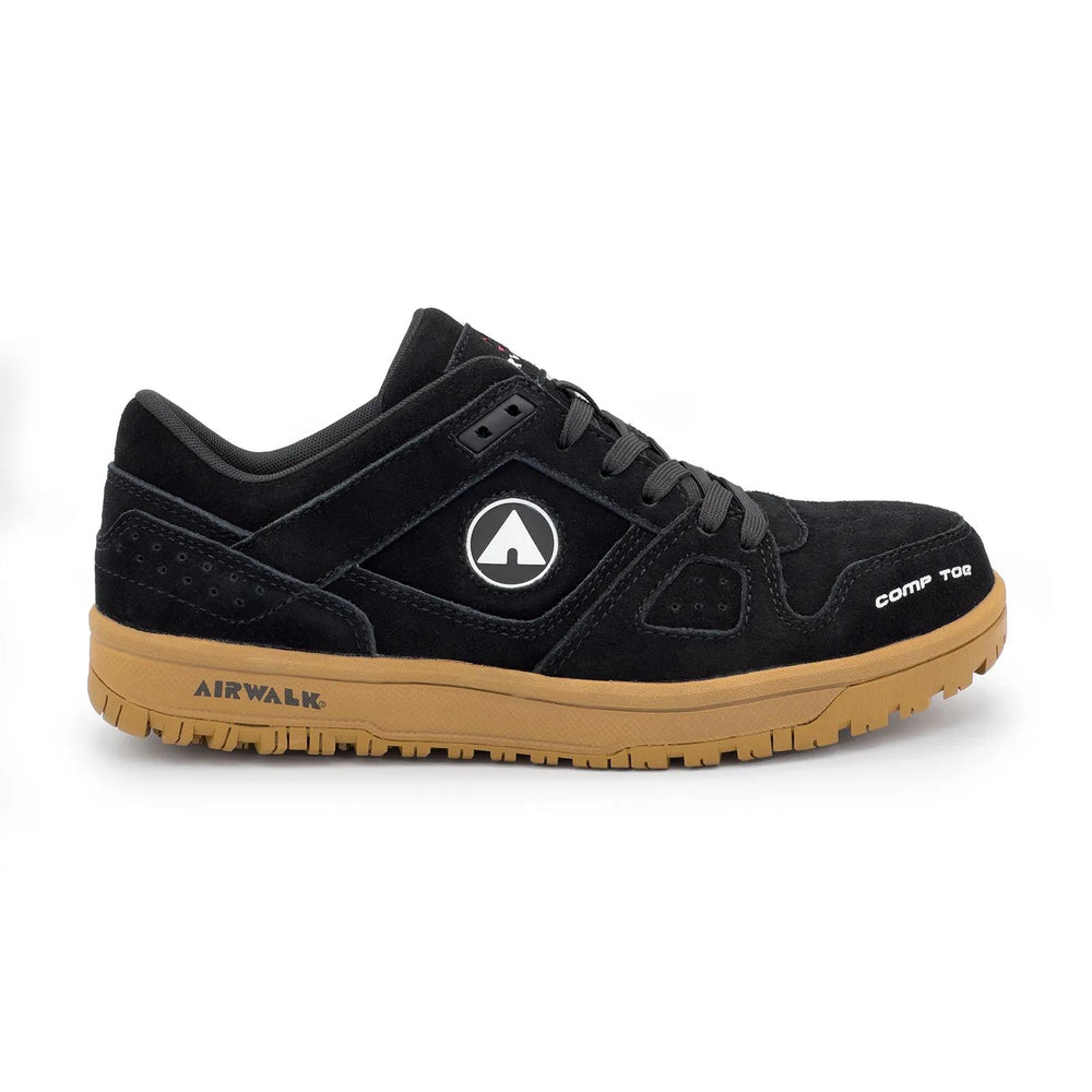 Airwalk Mongo Suede Low Composite Toe Work Shoes – Black/Gum 1