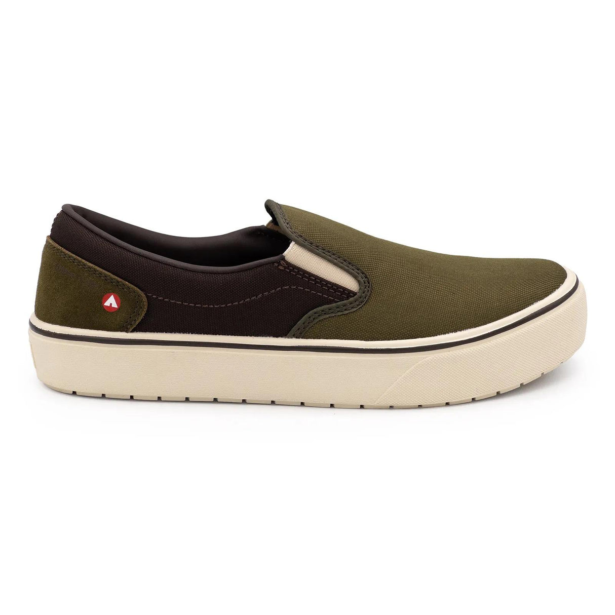 Airwalk Venice Canvas Slip-On Composite Toe Work Shoes – Military Olive/Chocolate Brown 1