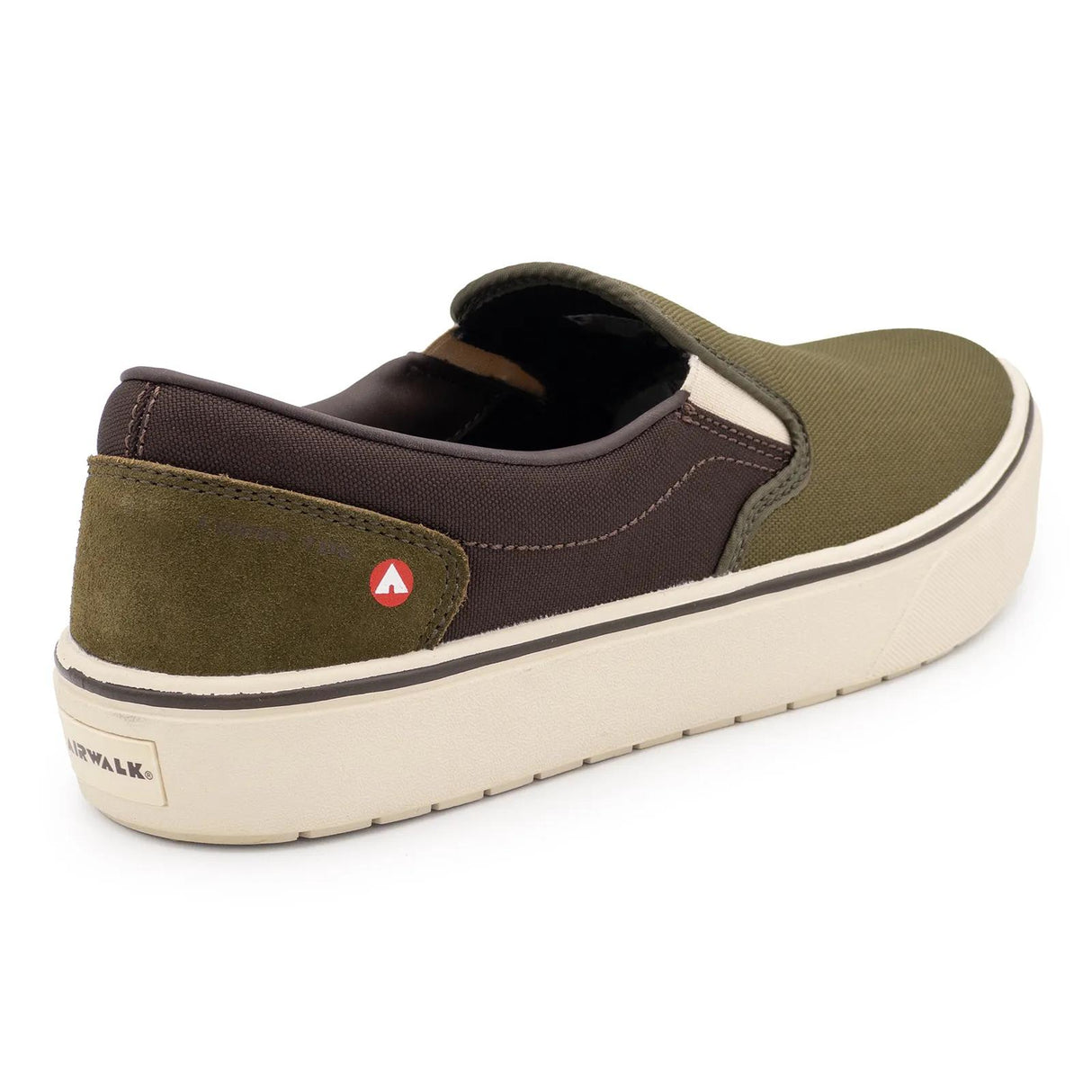 Airwalk Venice Canvas Slip-On Composite Toe Work Shoes – Military Olive/Chocolate Brown 5