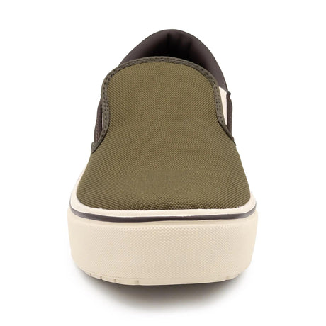 Airwalk Venice Canvas Slip-On Composite Toe Work Shoes – Military Olive/Chocolate Brown 7