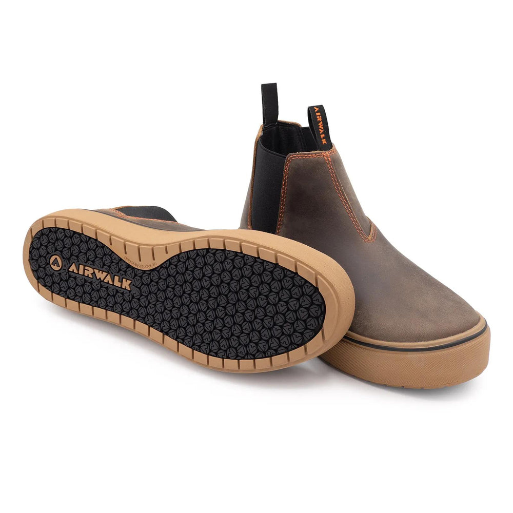 Airwalk Venice Leather Chelsea Composite Toe Work Boots – Brown/Gum 7