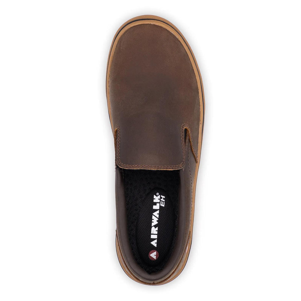 Airwalk Venice Leather Slip-On Composite Toe Work Shoes – Brown/Gum 4