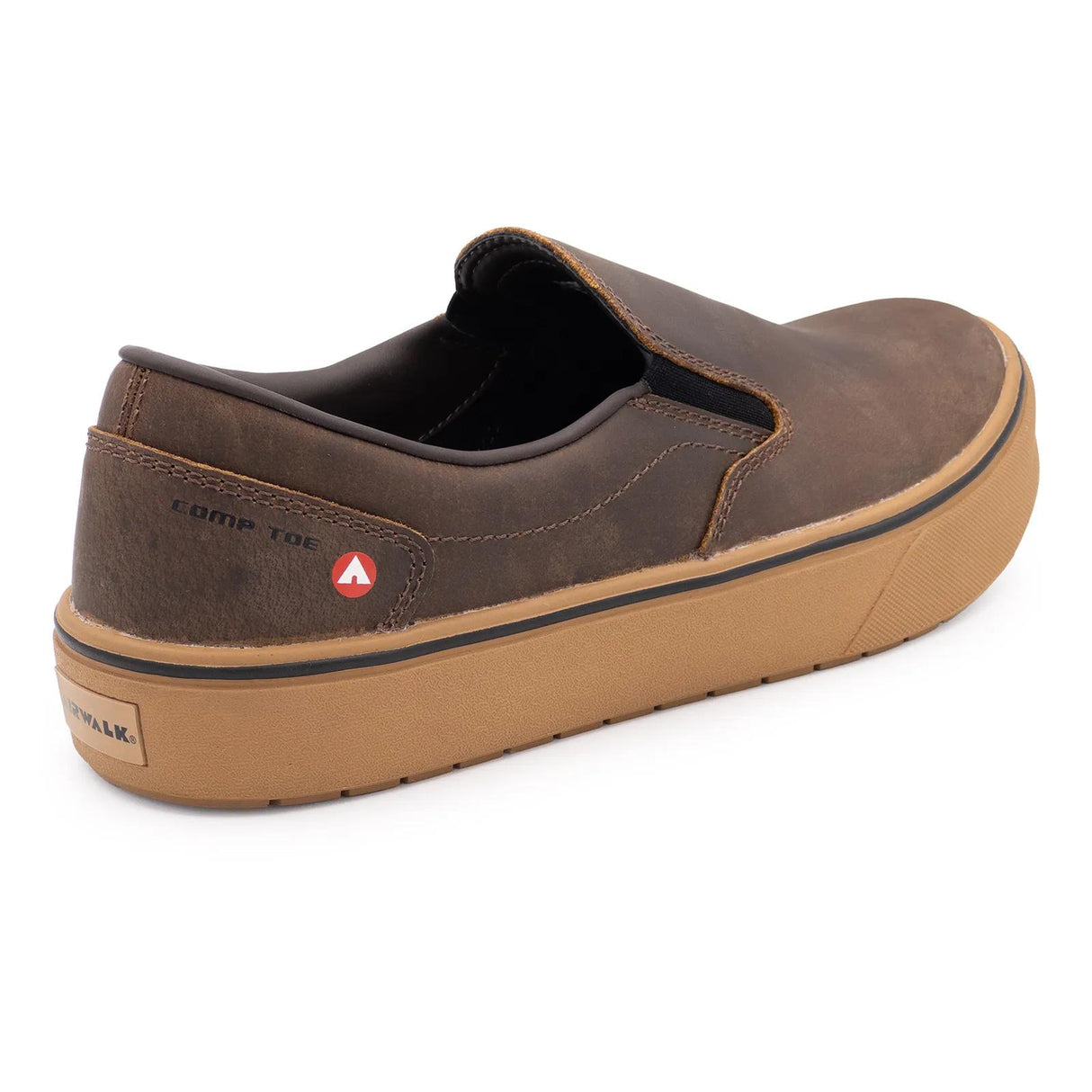 Airwalk Venice Leather Slip-On Composite Toe Work Shoes – Brown/Gum 5
