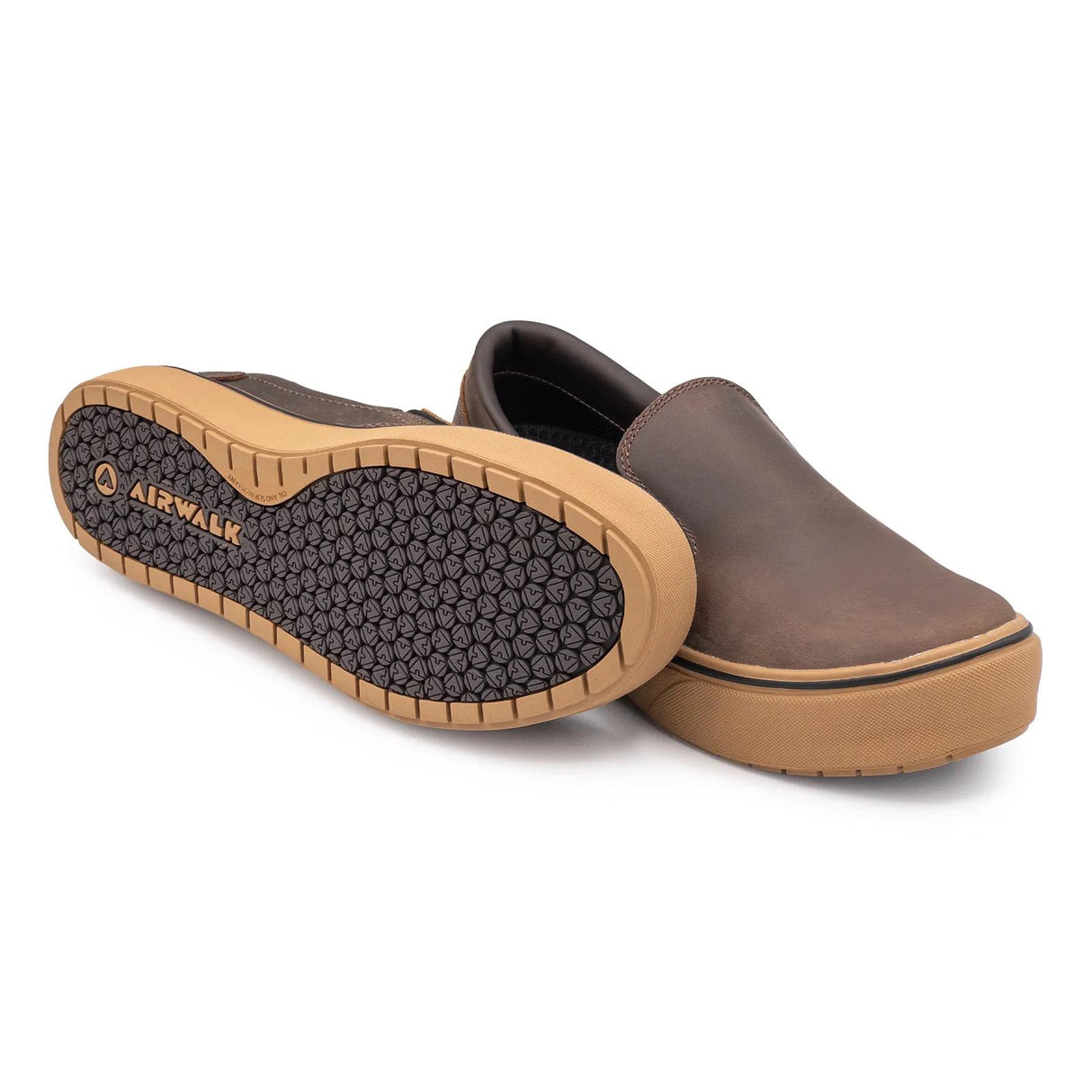 Airwalk Venice Leather Slip-On Composite Toe Work Shoes – Brown/Gum 6