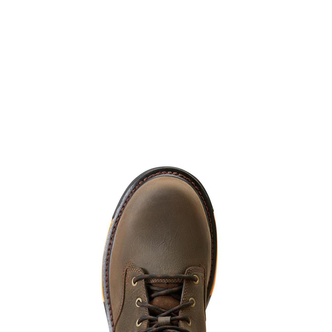 Ariat Big Rig 6 inch Composite-Toe Waterproof Work Boot Iron Coffee Upper