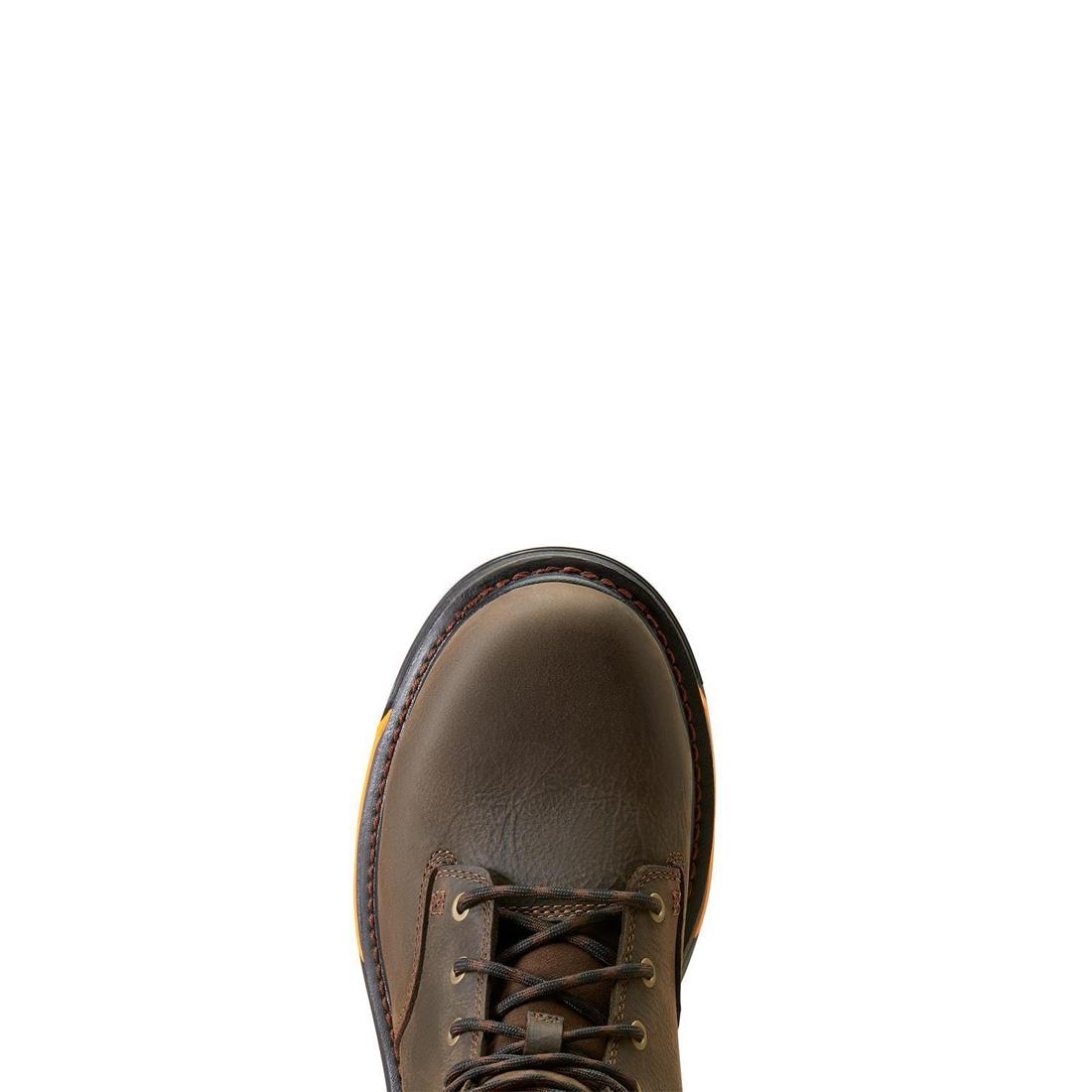 Ariat Big Rig 6 inch Soft-Toe Waterproof Boot Iron Coffee Upper