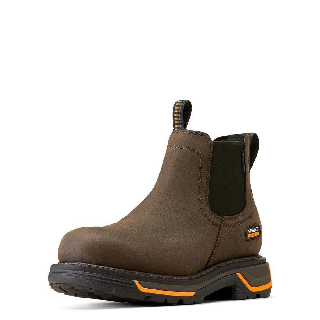 Ariat Big Rig Soft-Toe Waterproof Chelsea Boot Iron Coffee Detail