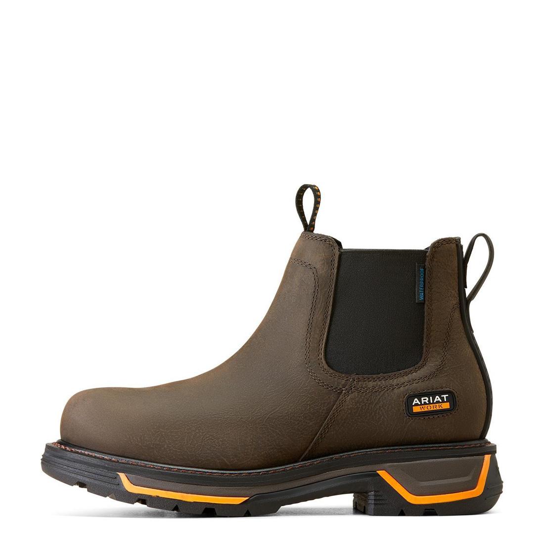Ariat Big Rig Soft-Toe Waterproof Chelsea Boot Iron Coffee Side