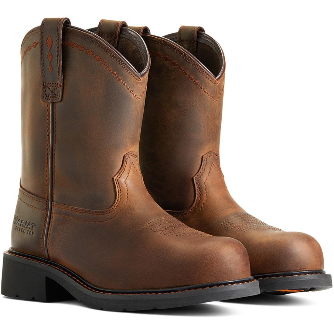 Ariat Fatbaby Work Women's Pull-On Steel Toe Work Boot - Brown Profile