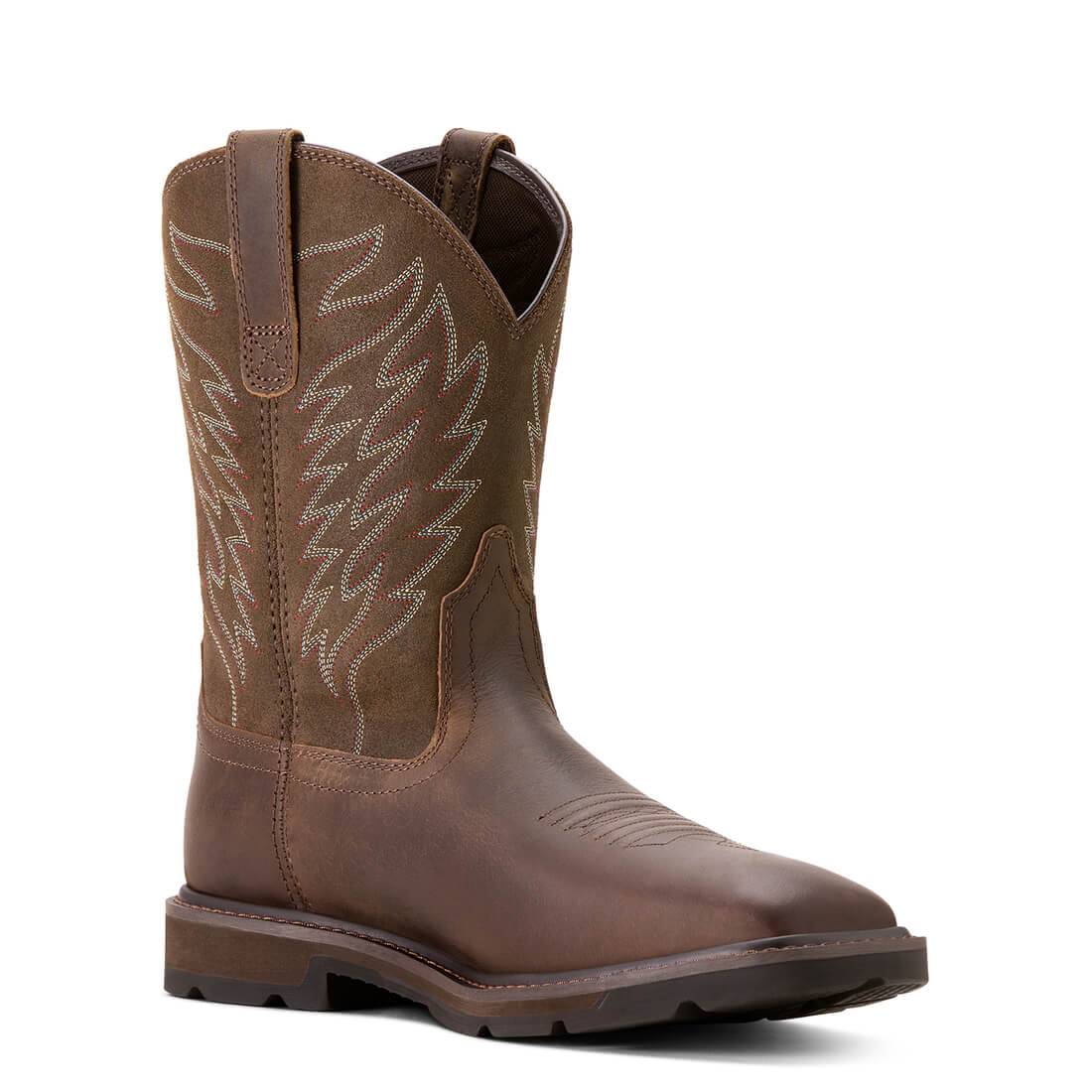Ariat Groundbreaker Soft-Toe Wide Square Toe Boot Brown Profile