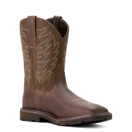 Ariat Groundbreaker Soft-Toe Wide Square Toe Boot Brown Profile