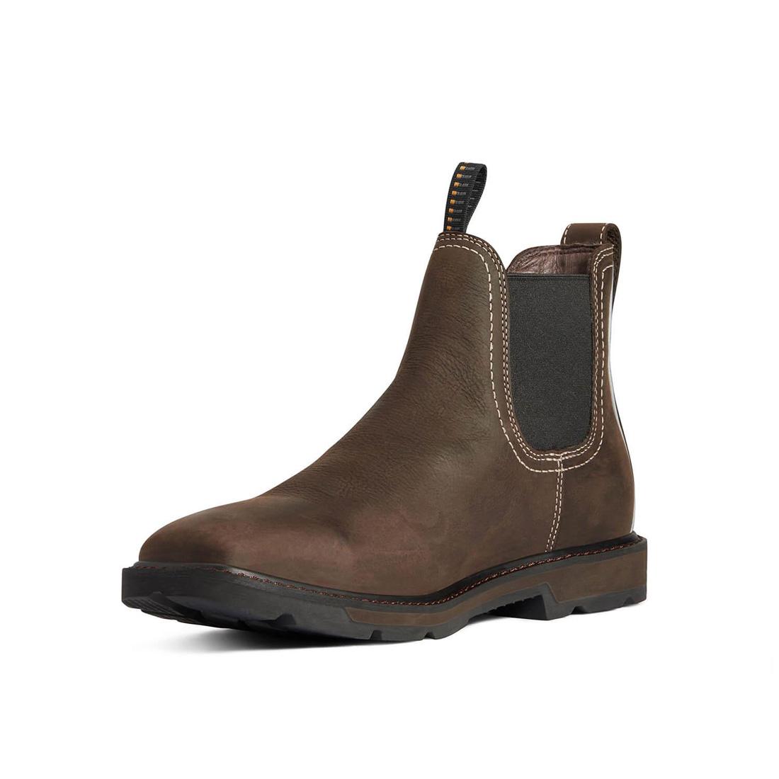 Ariat Groundbreaker Soft-Toe Waterproof Chelsea Boot Brown Side