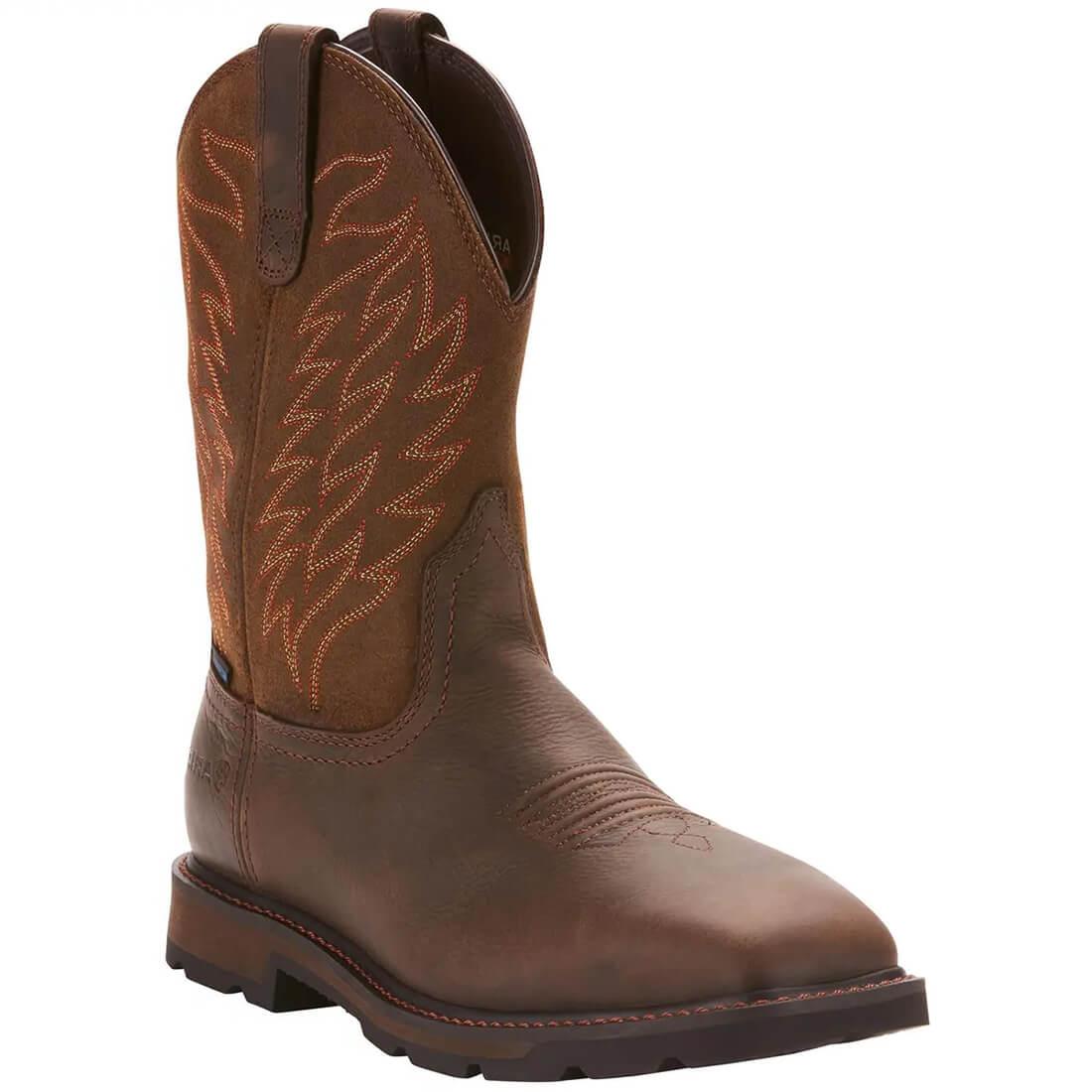 Ariat Groundbreaker Soft-Toe Waterproof Pull-On Boot Brown Profile