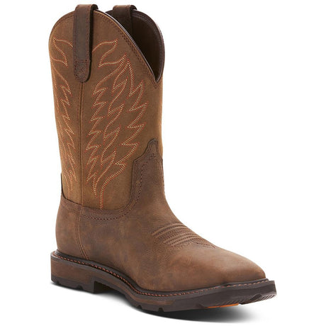 Ariat Groundbreaker Soft-Toe Waterproof Pull-On Boot Brown Heel
