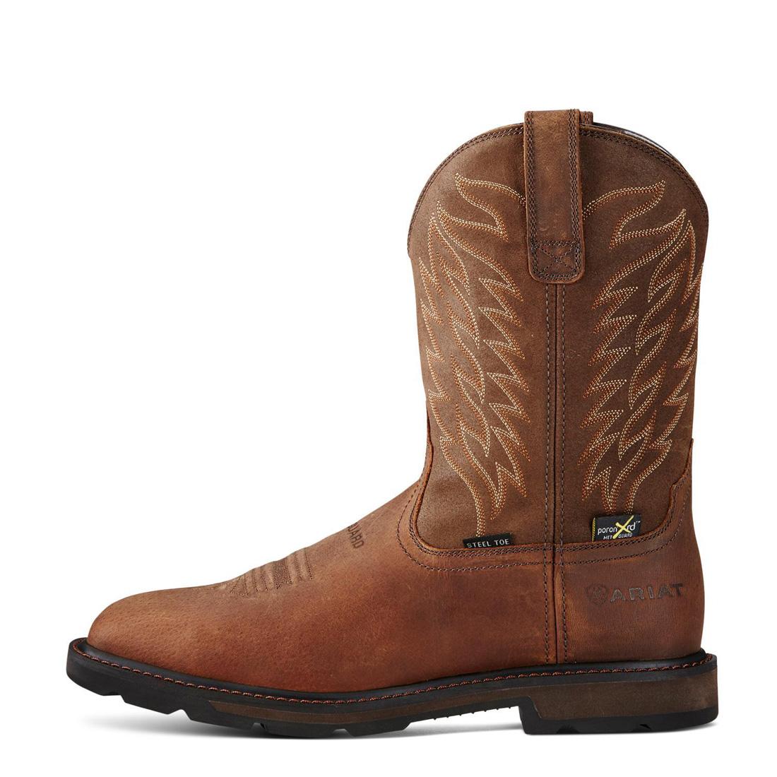 Ariat Groundbreaker Steel-Toe MetGuard Wide Square Toe Work Boot Brown Side