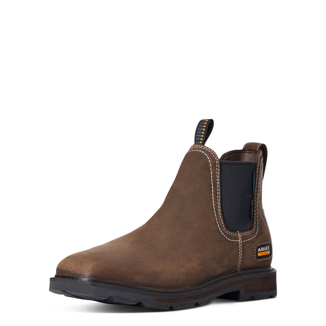 Ariat Groundbreaker Steel-Toe Waterproof Chelsea Work Boot Brown Medial