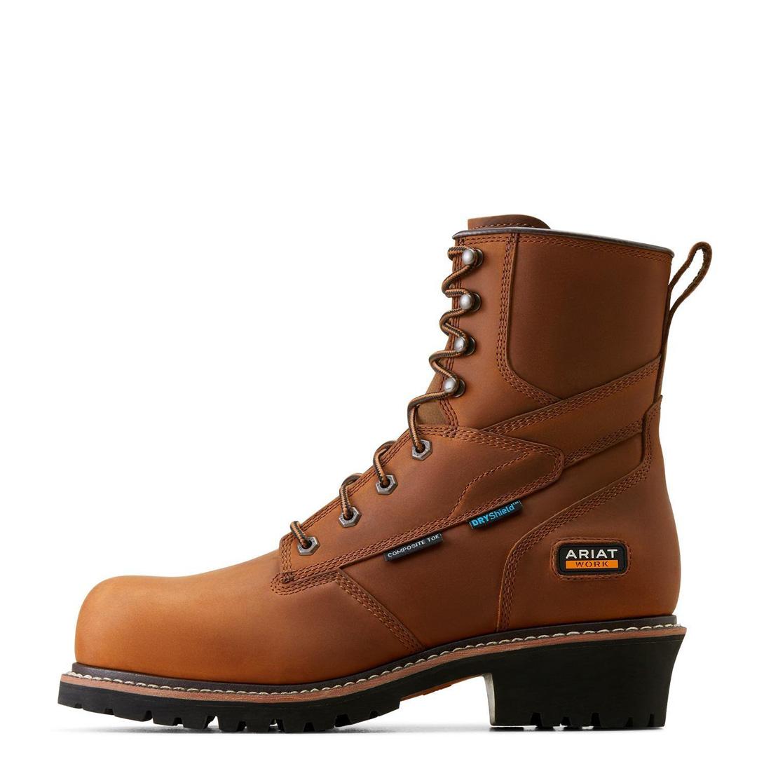 Ariat Logger Shock Shield Composite-Toe Waterproof Work Boot Copper Brown Detail