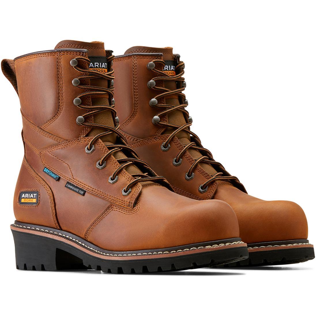 Ariat Logger Shock Shield Composite-Toe Waterproof Work Boot Copper Brown Profile