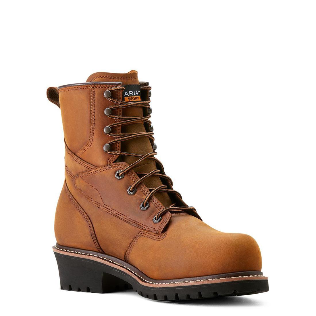 Ariat Logger Shock Shield Composite-Toe Waterproof Insulated Work Boot Copper Brown Medial