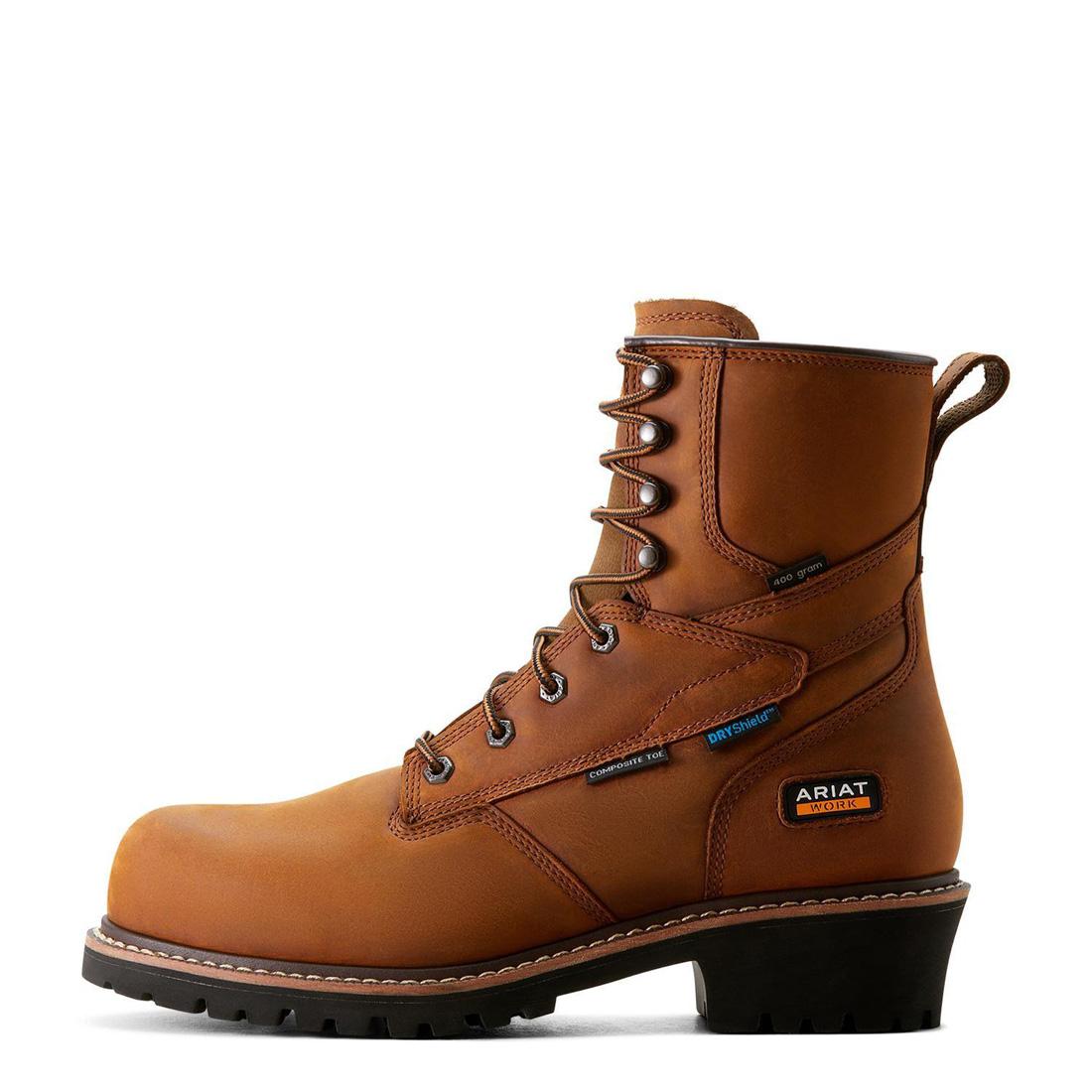 Ariat Logger Shock Shield Composite-Toe Waterproof Insulated Work Boot Copper Brown Side