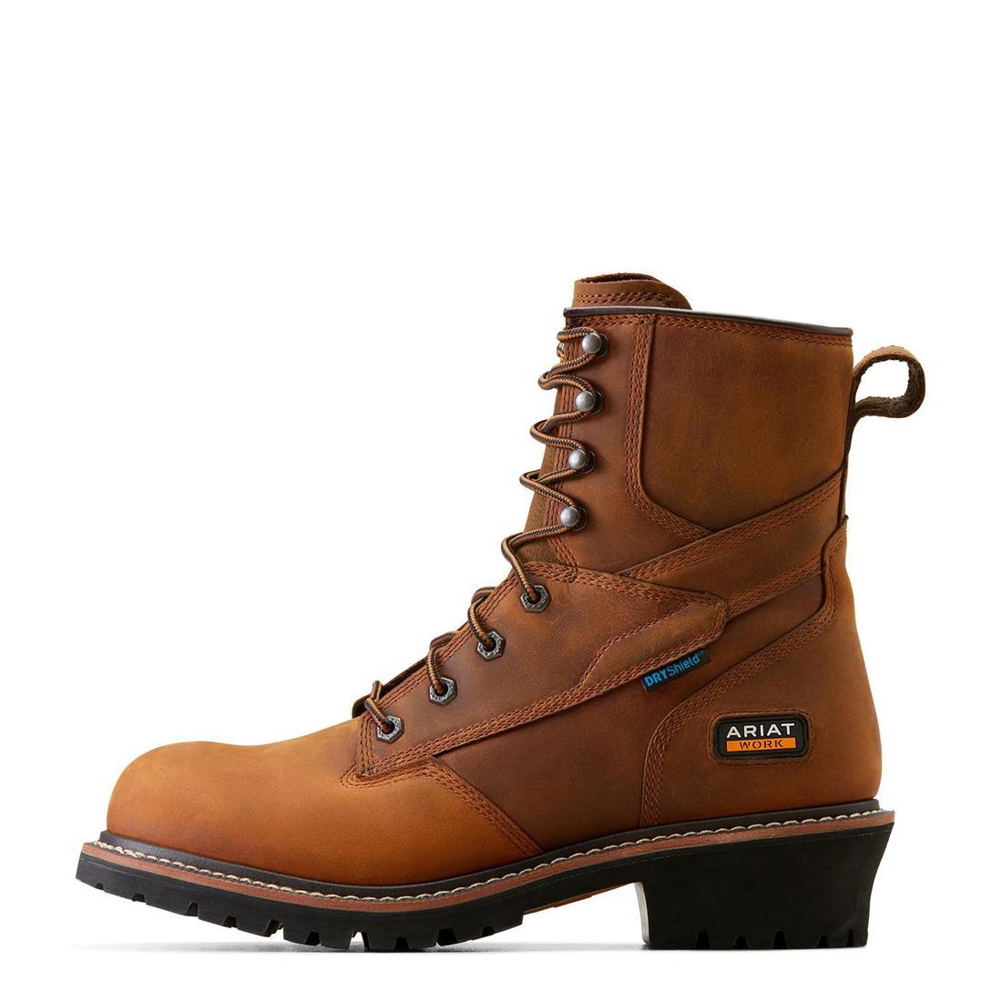 Ariat Logger Shock Shield Soft-Toe Waterproof Boot Copper Brown Side