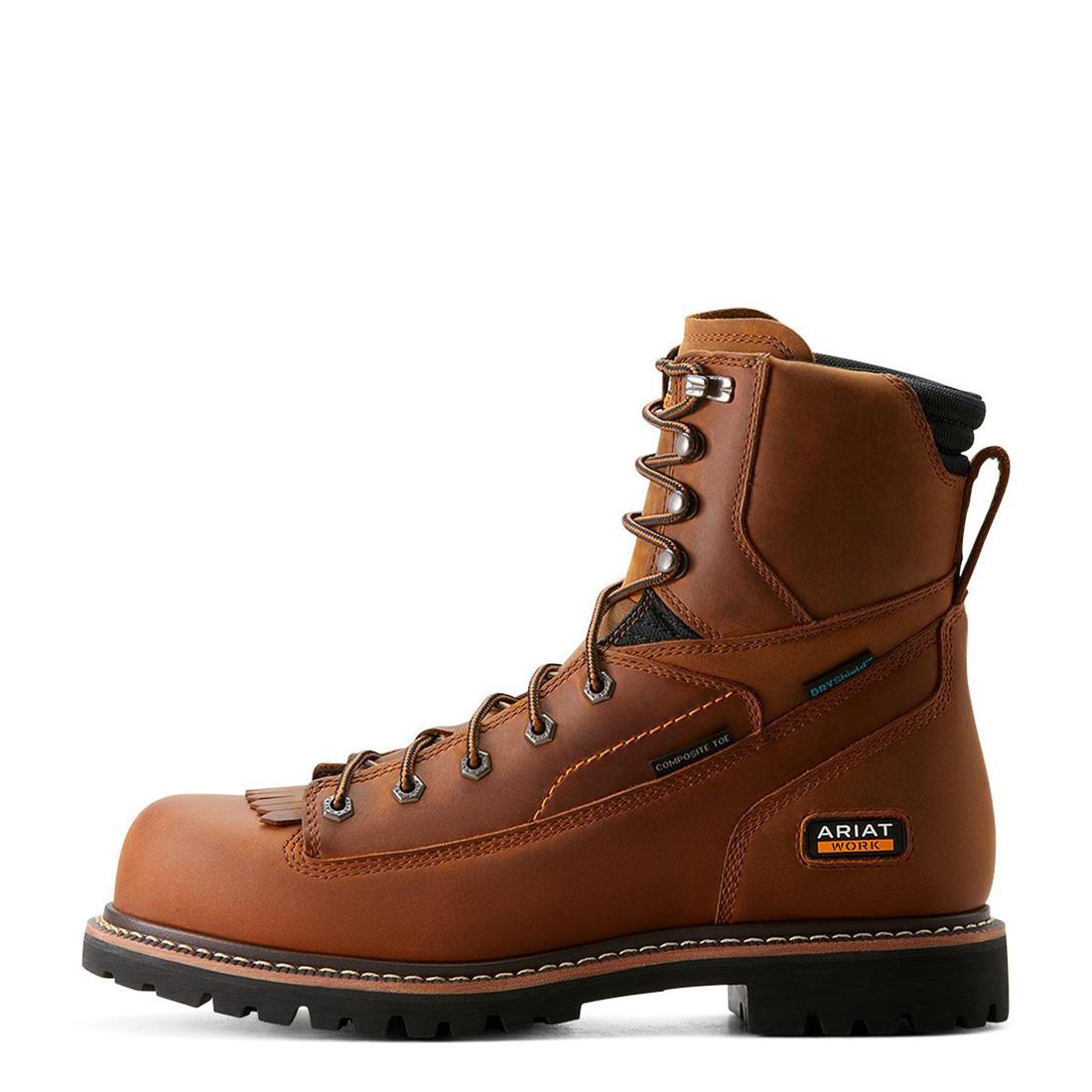 Ariat Longview Shock Shield 8 inch Composite-Toe Waterproof Work Boot Copper Brown Detail