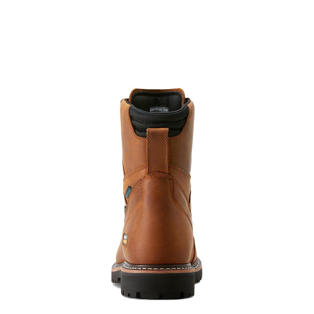 Ariat Longview Shock Shield 8 inch Composite-Toe Waterproof Work Boot Copper Brown Heel