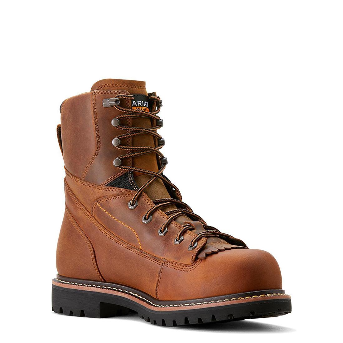 Ariat Longview Shock Shield 8 inch Composite-Toe Waterproof Work Boot Copper Brown Medial