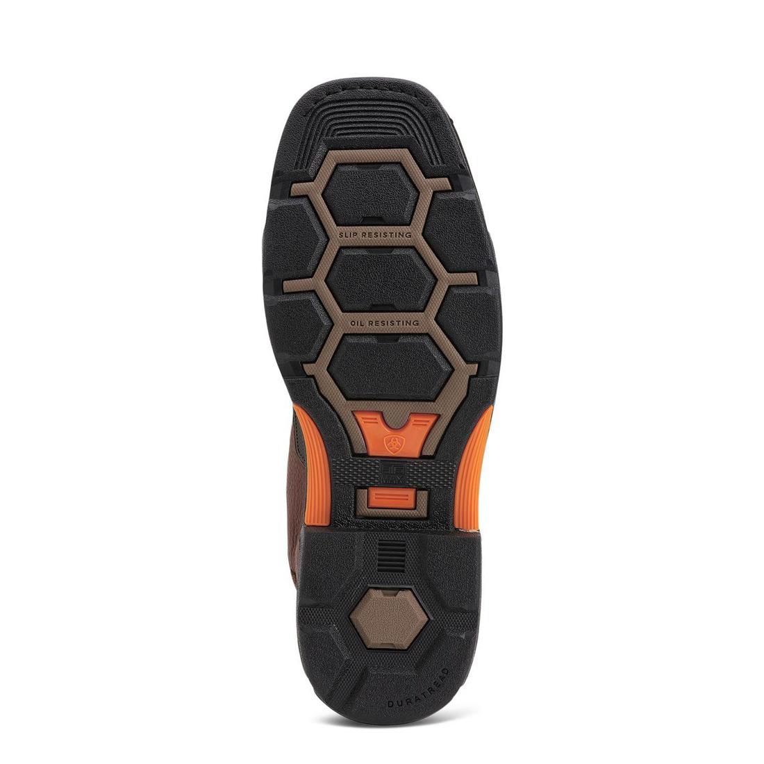 Ariat OverDrive 8 inch Composite-Toe Waterproof Wide Square Toe Work Boot Chestnut Brown Medial