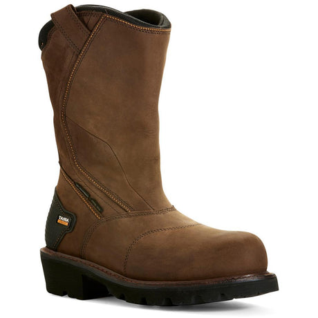 Ariat Powerline Composite-Toe Waterproof 400g Pull-On Work Boot Oily Distressed Brown Medial