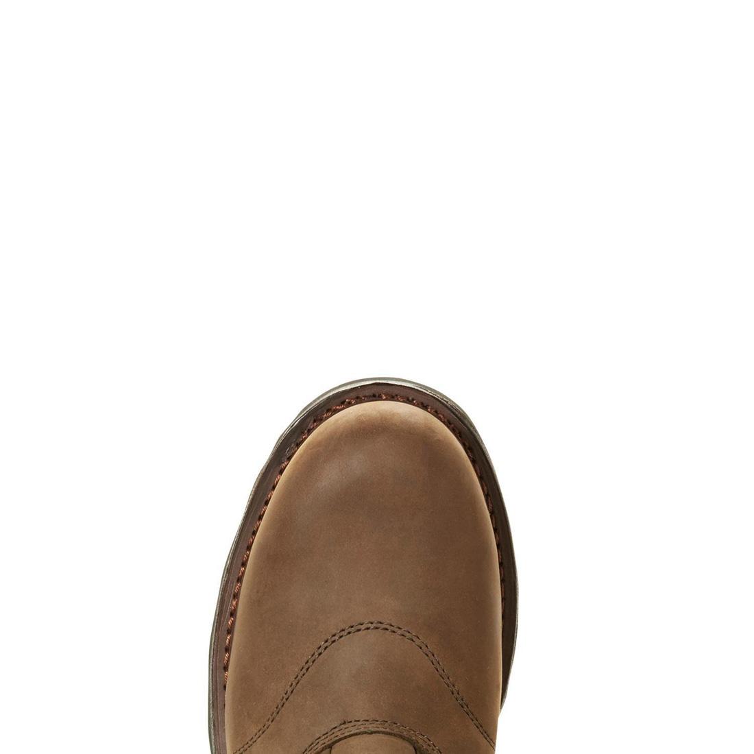 Ariat Powerline Composite-Toe Waterproof 400g Pull-On Work Boot Oily Distressed Brown Upper