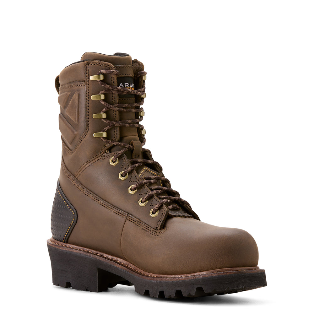 Ariat Powerline 8 inch Composite-Toe Waterproof 400g Work Boot Oily Distressed Brown Medial