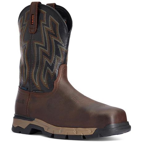 Ariat Rebar Flex Composite-Toe Waterproof Western Work Boot Dark Brown Medial