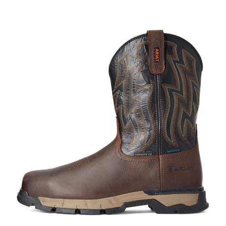 Ariat Rebar Flex Composite-Toe Waterproof Western Work Boot Dark Brown Side