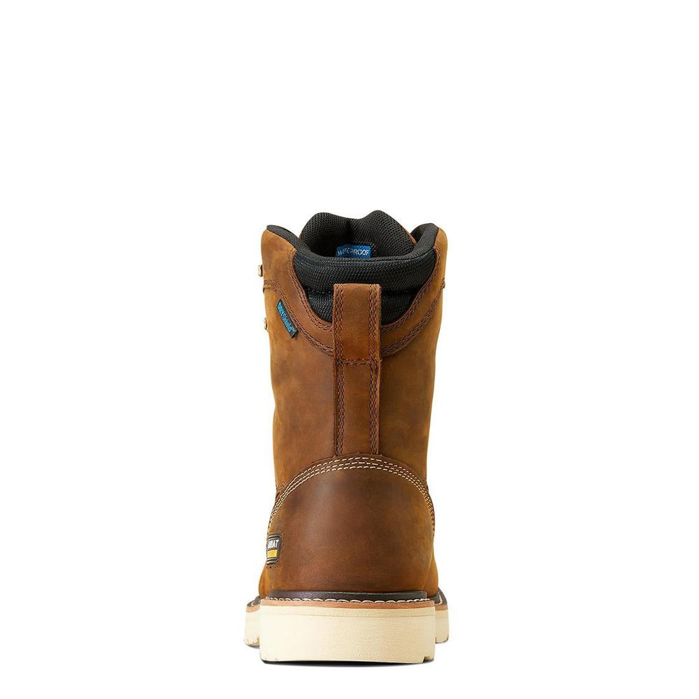 Ariat Rebar Lift 8 inch Soft-Toe Waterproof Boot Distressed Brown Heel