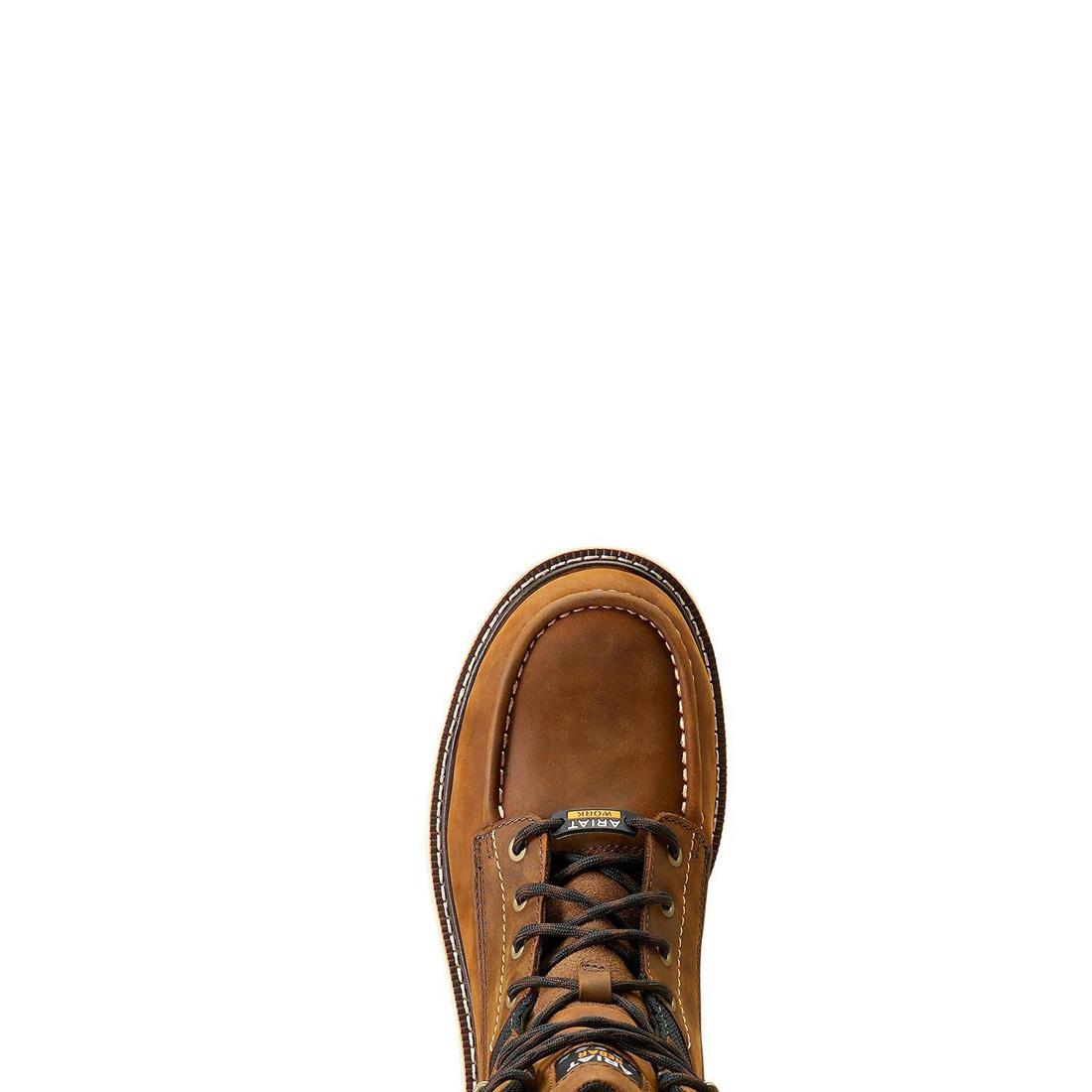 Ariat Rebar Lift 8 inch Soft-Toe Waterproof Boot Distressed Brown Upper