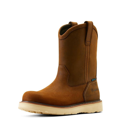 Ariat Rebar Soft-Toe Waterproof Pull-On Wedge Boot Distressed Brown Detail