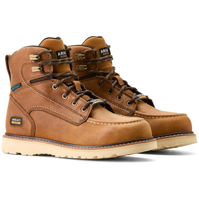 Ariat Rebar Wedge Moc Toe Women's Waterproof Work Boot - Brown Profile