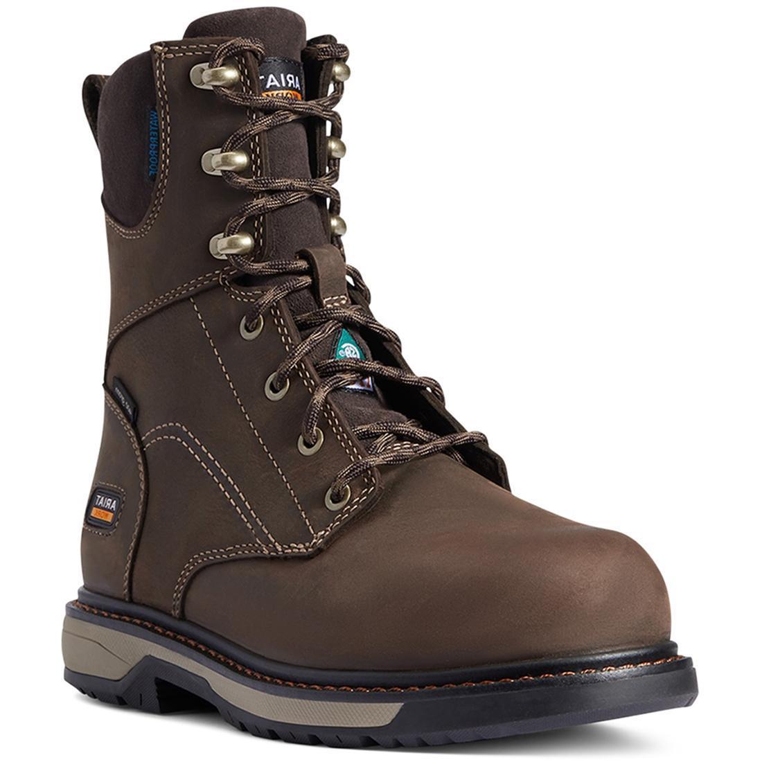 Ariat Riveter 8" Women's CSA Glacier Grip Waterproof 400g Composite Toe Work Boot - Brown Medial
