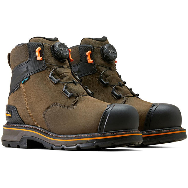 Ariat Stump Jumper BOA 6 inch Composite-Toe Waterproof Work Boot Iron Coffee Profile