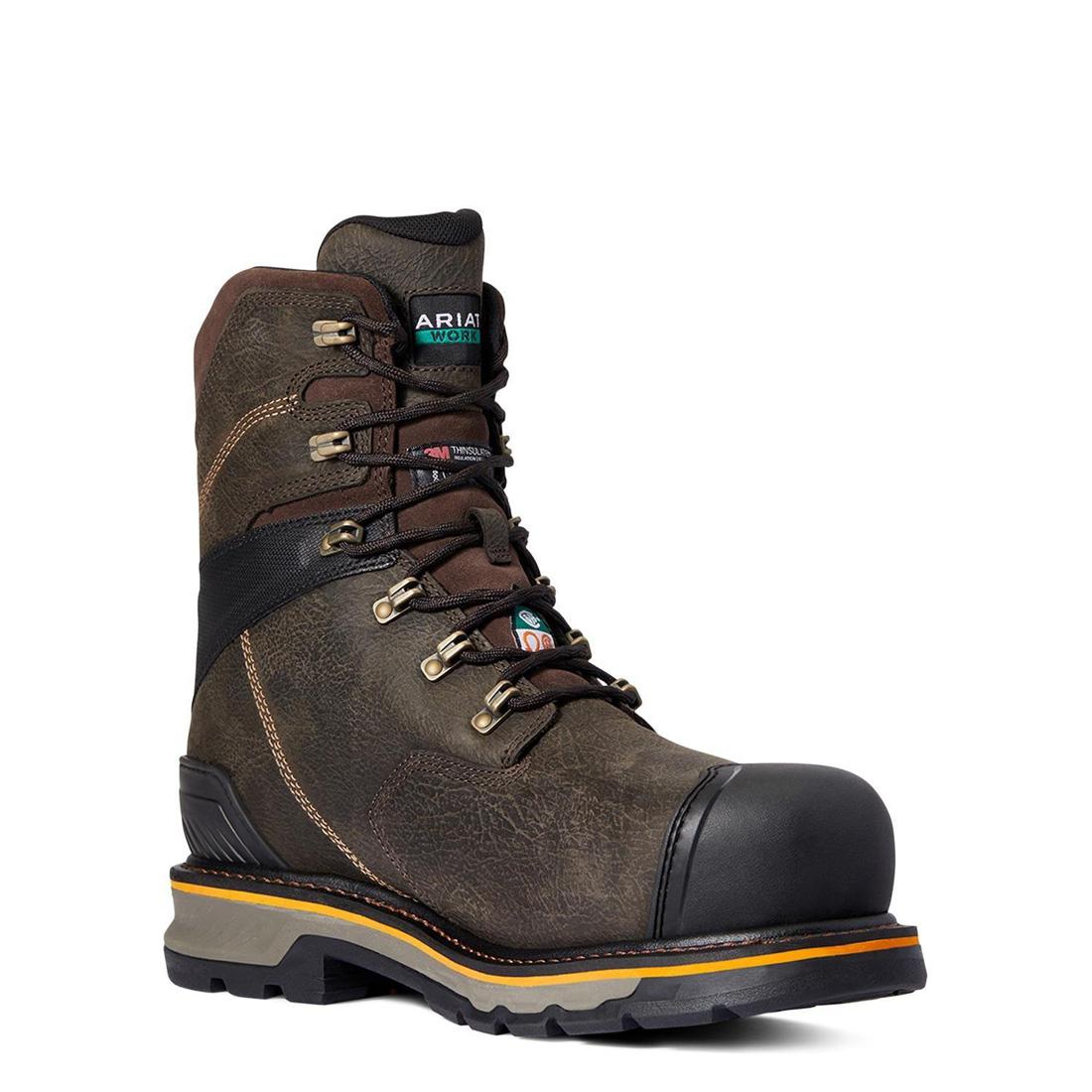 Ariat Stump Jumper CSA Glacier Grip 8 Inch Composite-Toe Waterproof 600g Work Boot Iron Coffee Side