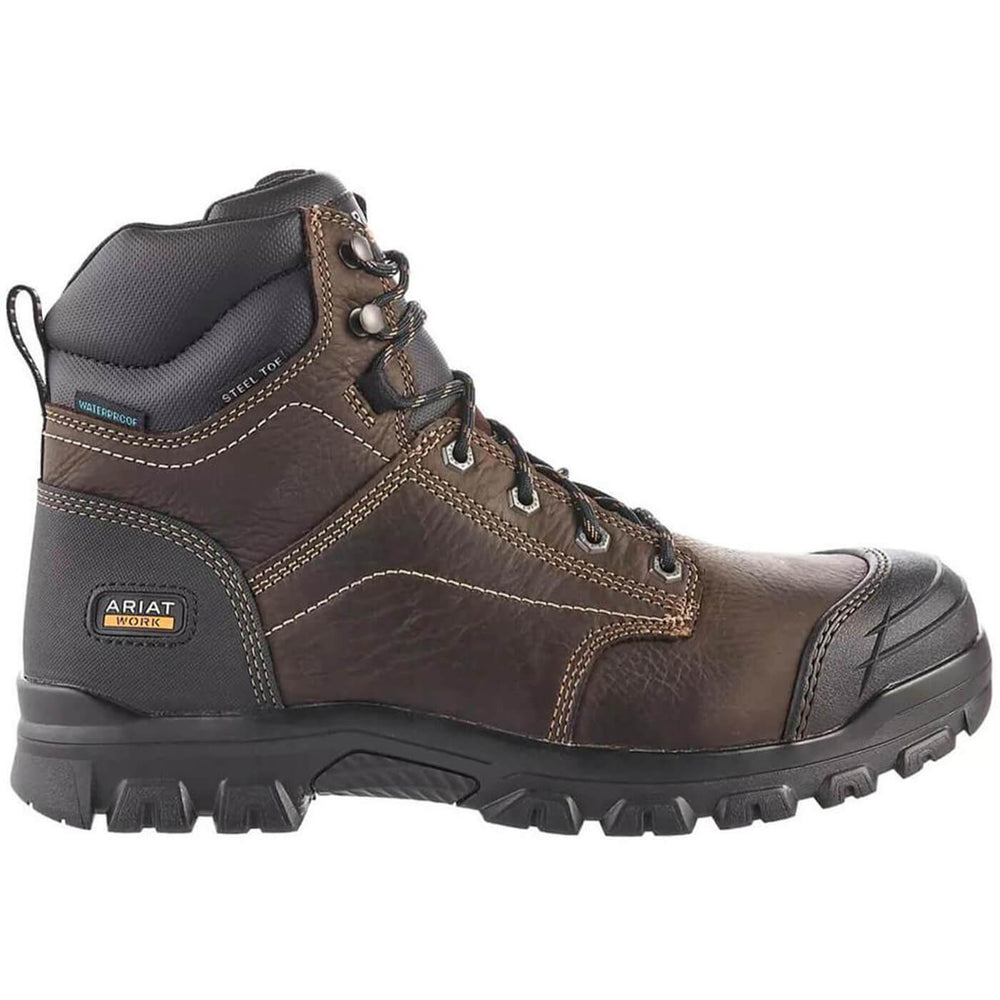 Ariat Treadfast 6" Steel-Toe Waterproof Work Boot Brown Side