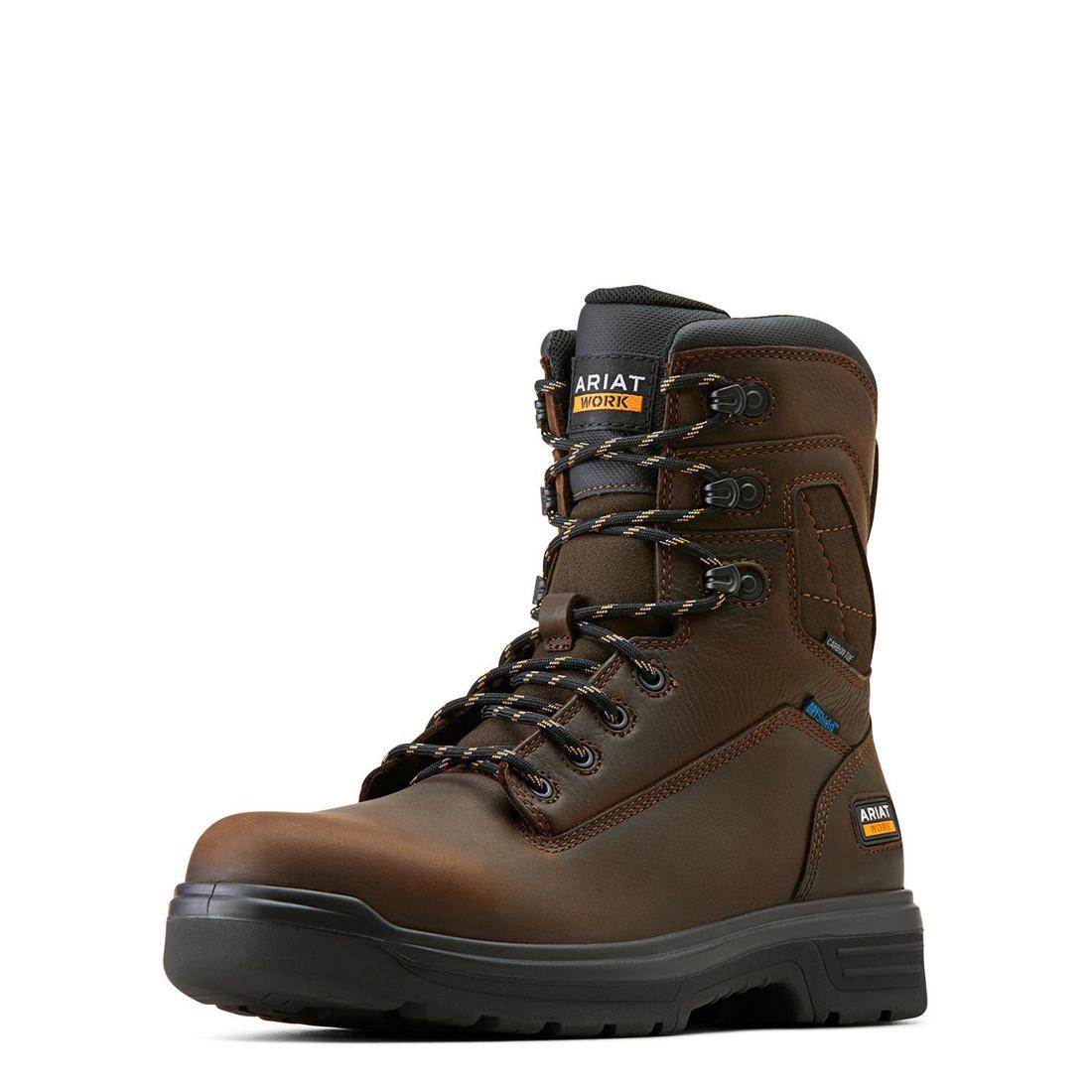 Ariat Turbo 8 inch Carbon-Toe Waterproof Work Boot Rich Brown Detail