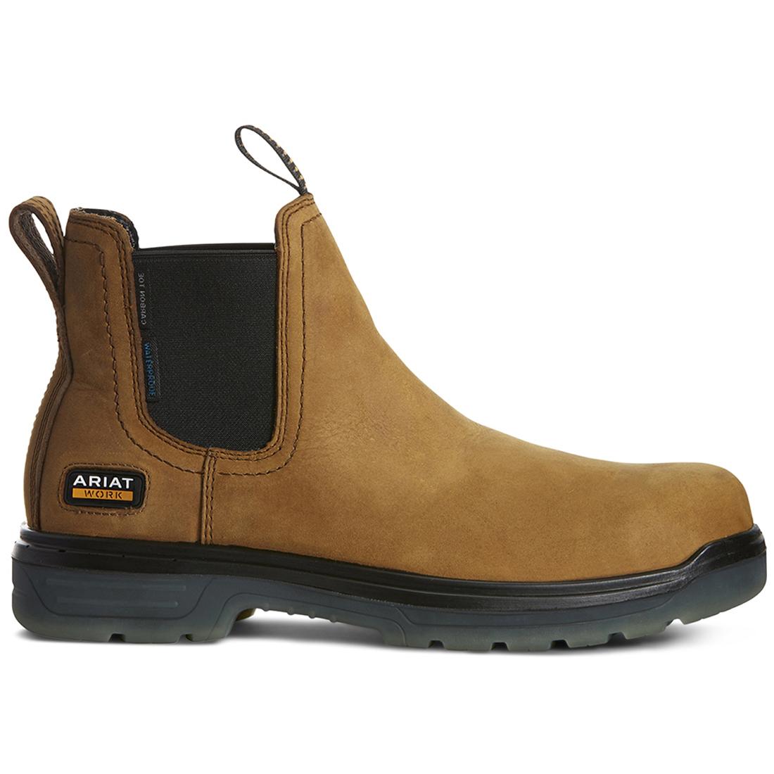 Ariat Turbo Carbon-Toe Waterproof Chelsea Work Boot Aged Bark Profile