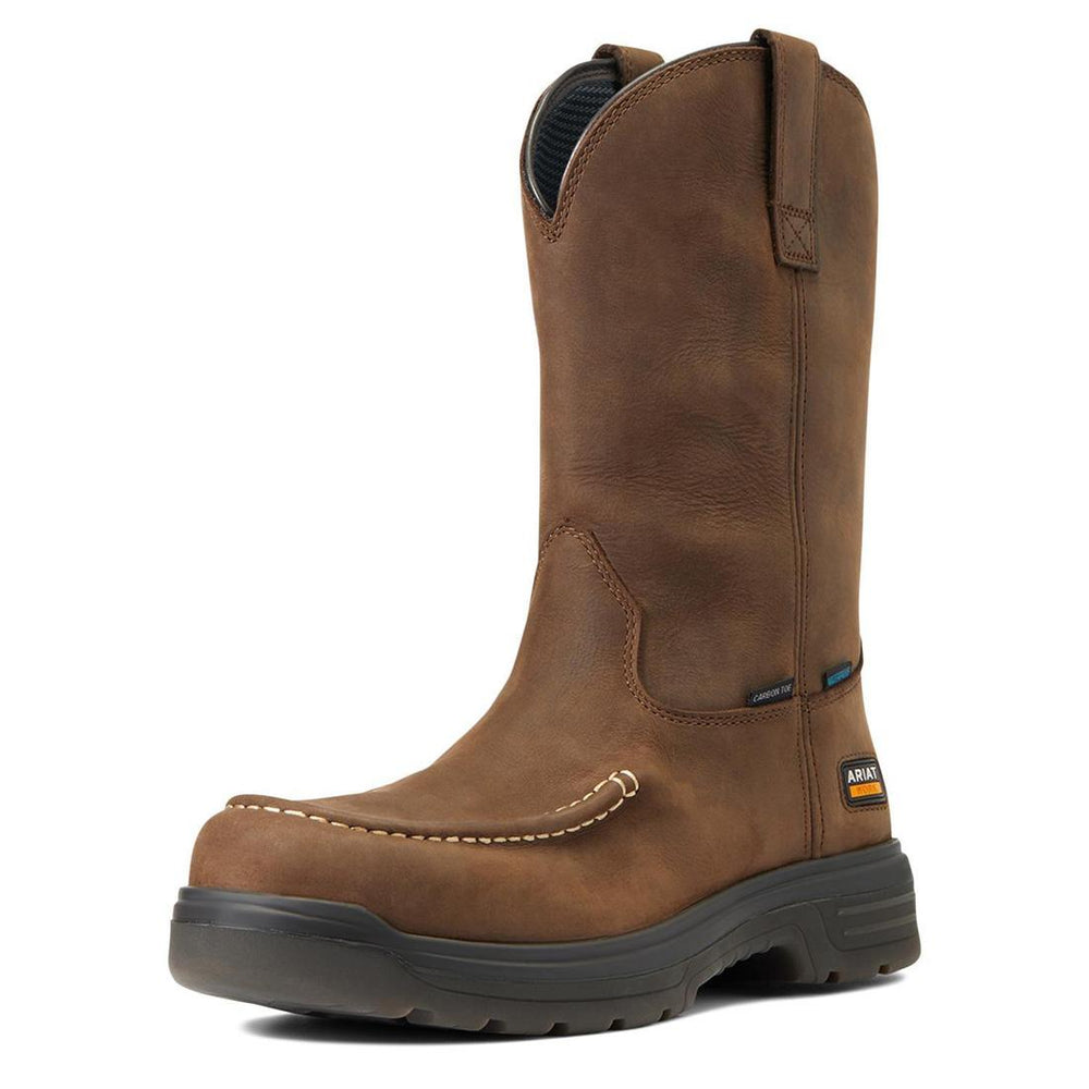 Ariat Turbo Carbon-Toe Waterproof Moc Toe Work Boot Mocha Heel