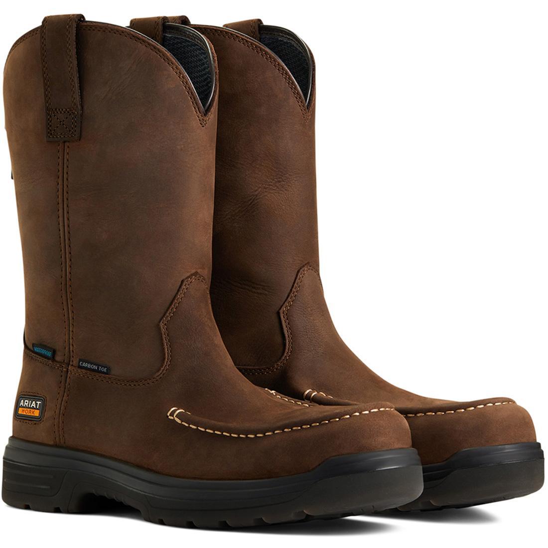 Ariat Turbo Carbon-Toe Waterproof Moc Toe Work Boot Mocha Profile