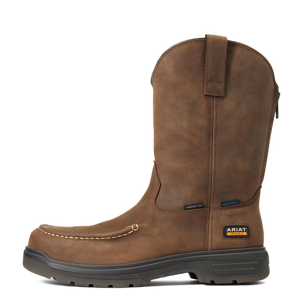 Ariat Turbo Carbon-Toe Waterproof Moc Toe Work Boot Mocha Side